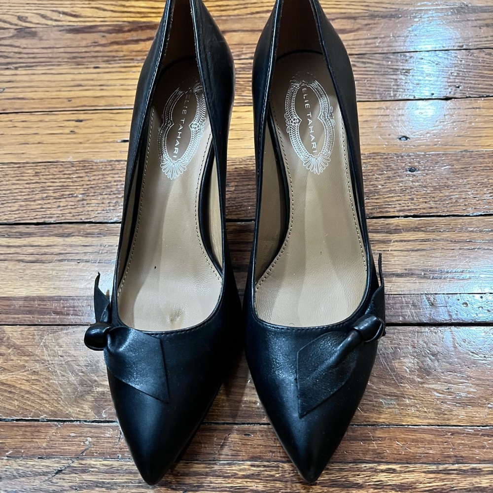 Elie Tahari Black Heels with Bow Accent